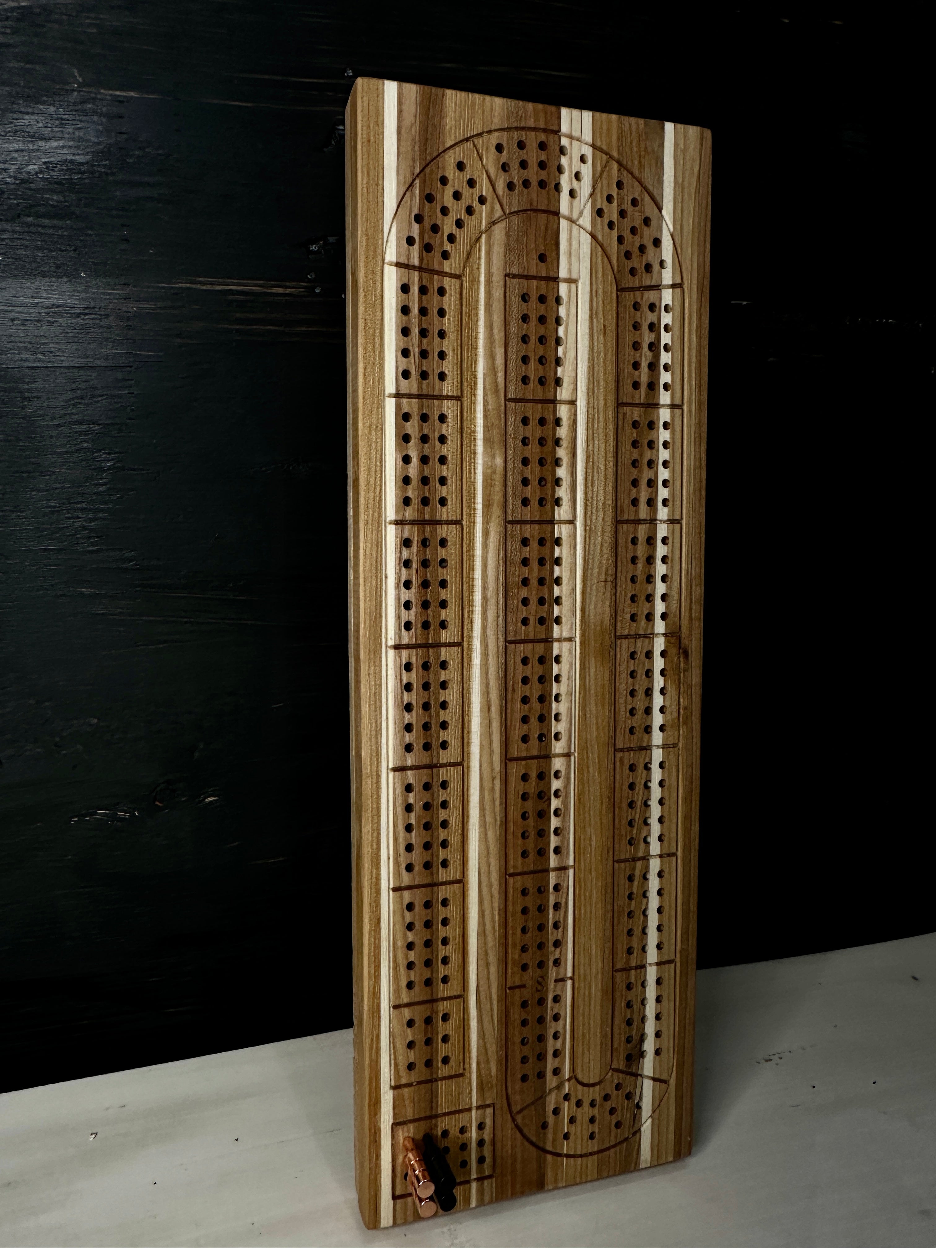 Mixed hardwood Cribbage Board