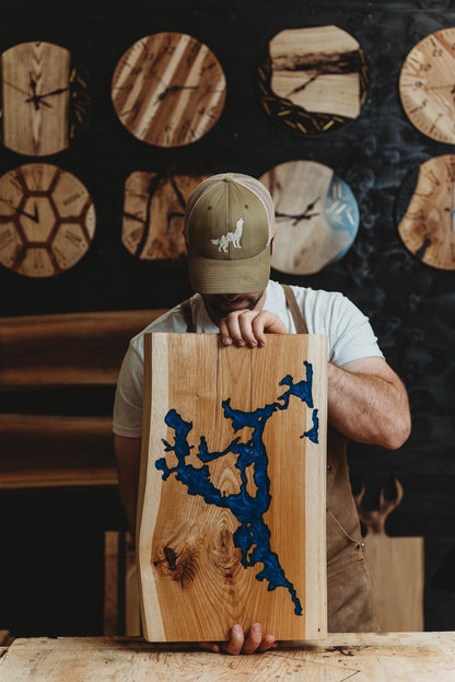 Flowing Lake board - Custom epoxy Charcuterie or Wall Art