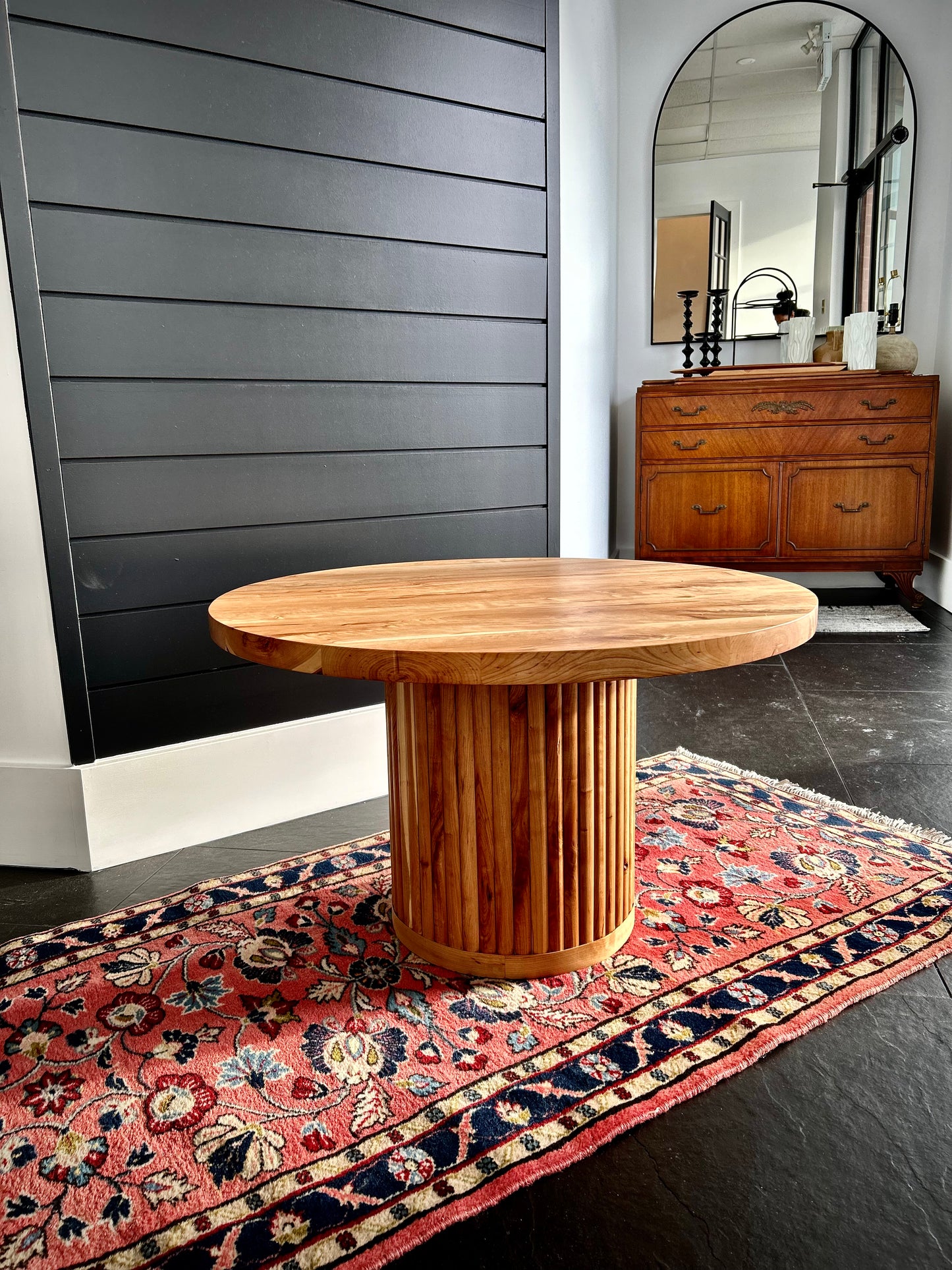 Modern Round Cherry Coffee Table Aurra Wood Co.