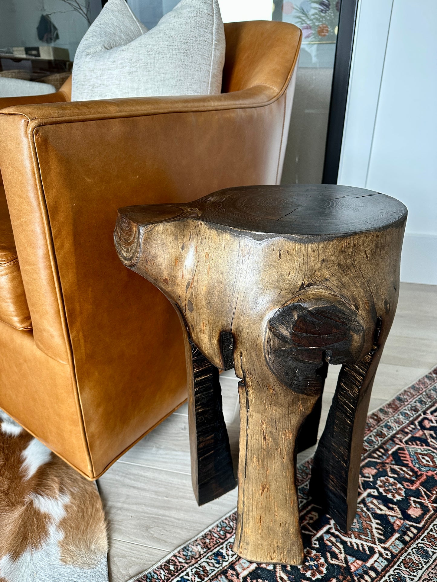Swedish Charred Stump Side Table