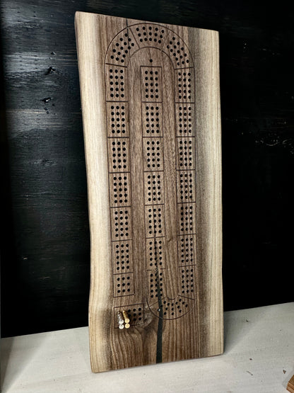 Live edge Walnut Cribbage board