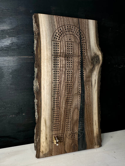 Live edge Walnut Cribbage board