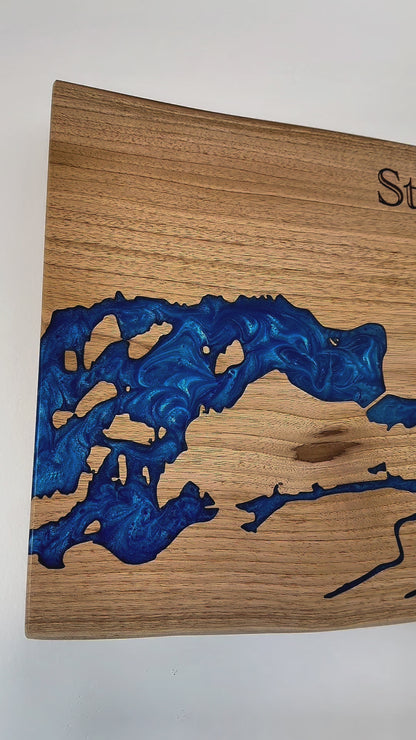 Flowing Lake board - Custom epoxy Charcuterie or Wall Art