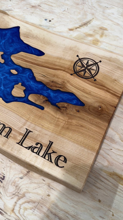 Flowing Lake board - Custom epoxy Charcuterie or Wall Art