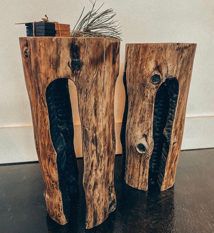 Swedish Charred Stump Side Table