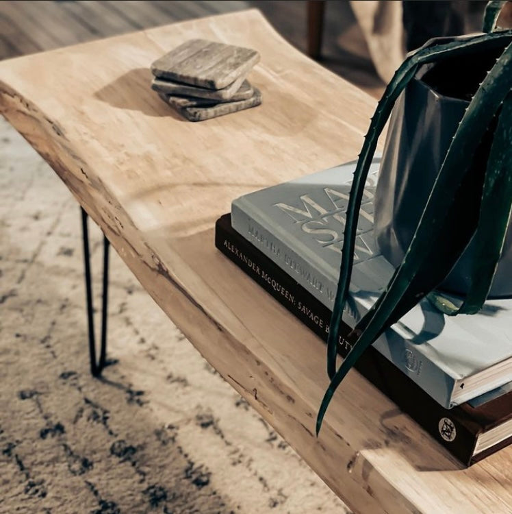 Live Edge Coffee Table Whitewashed
