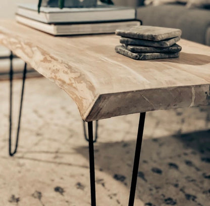 Live Edge Coffee Table Whitewashed